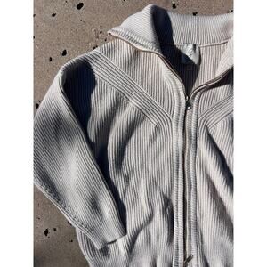 Sioni Cream Ribbed Zip Up Knit Sweater Gold Zipper Women’s Size L